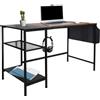 HJH Office 830059 - Scrivania con ripiano e gancio WORKSPACE H I 120 x 60 cm, colore: Nero/Marrone