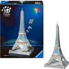 RAVENSBURGER S.R.L. Ravensburger, Puzzle 3D, Iconics, Torre Eiffel, LED, 216 Pezzi