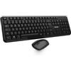 VulTech KM-811W Kit Tastiera e Mouse Wireless con Clic Silenziosi, Layout Italiano QWERTY Compatta, Tastierino Numerico, 12 Tasti Multimediali, Protezione Liquidi,PC/Mac/Linux - Nero