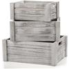 Hacaroa Confezione da 3 casse in legno con manici, contenitore rustico decorativo in legno per frutta, verdura, casa, lavanderia, fattoria, 3 misure
