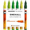 Molotow One4All 127HS - Set di 6 pennarelli acrilici verdi (spessore del tratto 2,0 mm, altamente coprenti e permanenti, ad asciugatura rapida, ricaricabili, per quasi tutte le superficie), colori