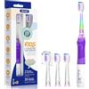 Seago Spazzolino elettrico per bambini dai 3 ai 12 anni in su, con luce colorata, Smart Timer, 4 testine morbide, impermeabile, per bambini, SG-977 (viola-DE)
