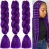 SSKHE 3 confezioni di capelli sintetici per trecce, Easy Braid, extension in nero naturale pre-elasticizzato, 24 pollici, extension per capelli per trecce, extension (viola)