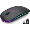 Wowssyo Senza Fili Mouse Wireless USB 2.4GHz Mouse Bluetooth 800/1200/1600DPI Optical Tracking, Ricaricabile LED Dual Mode per Laptop PC, iOS, Android, iPad, Windows