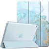 EasyAcc Custodia per iPad 9,7 6a/5a generazione (non per iPad Air 5a generazione), iPad Air 2 2018 2017, custodia protettiva con supporto, spegnimento automatico, custodia rigida in PC, marmo blu