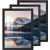 HALFLEMART 2cm 3Pcs A4 Cornice per Foto con Plexiglas HD, Cornice in Legno Nera 20x30cm, Cornice Portafoto per Pareti e Tavoli Orizzontali o Verticali per Foto, Immagini, Poster, Puzzle, Documenti, Diplomi