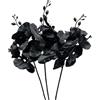 Corkwaw 3 fiori finti artificiali a forma di orchidea farfalla, pianta di seta vera al tatto phalaenopsis viene utilizzata in uffici, tavoli da pranzo, matrimoni, decorazione della casa (nero)