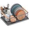 BRIAN & DANY Scolapiatti da Appoggio con Manico in Legno, Grigio, 42 × 30 × 15 cm