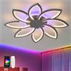 GWYAJTU RGB Plafoniera Soffitto 90cm Con Telecomando APP, Lampada Da Soffitto LED Dimmerabile Con Funzione Di Memoria, Lampadario Floreale Da Camera Da Letto 72W Per Ufficio, Soggiorno