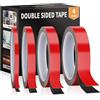 Euqvunn Nastro Biadesivo 3,0 m × 4 Rotoli, Nastro Adesivo in Schiuma Extra Forte, Nastro di Montaggio per Tappeti, Ganci da Parete, Decorazioni, Strisce LED (0,6/1/1,5/2 cm × 0,8 mm)