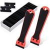 EHDIS 2 Manico Lungo Raschietto Plastica con 100 Lame di Plastica, Raschietto Set, per Piano Induzione, Cucina, Piastrelle e Auto, Rimuove Adesivi, Etichette Adesive di Carta, rosso