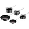 Tefal Jamie Oliver by Tefal Cook's Direct - Set di 5 pentole a induzione anodizzate dure, rivestimento antiaderente, pentole antiaderenti sicure, indicatore di calore, padella a induzione E017S555