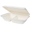 GREENBOX DFC013461 - Ciotole per bagassa, biodegradabili, divise, 2 camere, coperchio pieghevole, compostabili, 650 ml, 50 vaschette rettangolari, 25 x 16,5 cm, colore: Bianco