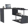 Dmora - Scrivania Candido, Scrittoio angolare porta PC, Tavolo multiuso per ufficio, Scrivania salvaspazio multiposizione, 100% Made in Italy, cm 120x50h75, Antracite