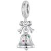 Kerraom Ciondolo natalizio in argento sterling 925, con fiocco di neve, per bracciale, collana in vero argento, con renna, regalo per donna, 2,4 x 0,9 cm, Argento
