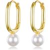 PHNIBIRD Orecchini Cerchio con Perla creole in oro ovali da Donna Cerchio Ipoallergenico Gioielli per Delicati Gioielli Regalo Donna Mamma Fidanzata