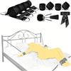 CSCLI Bedding 5 pezzi, set di manette e manette per piedi in acciaio con maschera per gli occhi, piume e cuscinetti in pelle