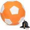 LEKEFETO Palla da calcio, taglia 5, materiale EVA, palla elastica per curvatura per bambini e allenamento, set con pompa per palloni, ago doppio, borsa per palloni, arancione e bianco (22 cm)