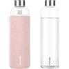 LOOFORE Borraccia in Vetro 1 litro 1000 ml, Bottiglia d'Acqua Trasparente Portatile con Guaina Protettiva in Neoprene, Bottiglia Vetro 1l per Acqua per Il Campeggio Viaggi tè Ufficio