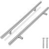 Flexzion 1 confezione di maniglie per armadi da cucina in argento, tira cassetti da 35,6 cm, foro centrale da 22,1 cm, maniglia a T in acciaio inox con nichel spazzolato satinato, hardware per porta