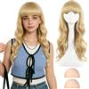 AYNKH parrucca lunga bionda omelette, biondi capelli ricci parrucca con frangia per le donne, parrucca capelli ricci lunghi 27 ', parrucca vestito fantasia per le donne