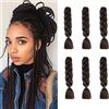 Cybelleza 24" Trecce Capelli Finti Extension Marrone Medio Treccine Afro Sintetici Fibre Jumbo Braiding, Confezione da 6