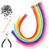 Tnkmix 50 Pezzi Extension Capelli Colorati, Extensions per Capelli Con Piume Colorate Set di Extension Capelli Colorati per Bambini Donna Halloween Natale Cosplay Party