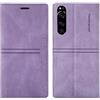 OKZone Cover per Sony Xperia 1 II, Custodia Flip Pelle Portafoglio Magnetica Libro con Slot Schede, Slim Silicone TPU Bumper Wallet Supporto Case, Antiurto Cover Per Sony Xperia 1 II (Viola)