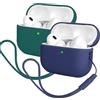 Mocarheri 2 pezzi Mocarheri Custodia in Silicone Compatibile con Airpods Pro 2 (2022), Ultra Sottile in Premium Silicone per Airpods Pro 2, Blu scuro/Verde scuro