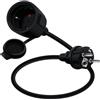 YINGAYOU Prolunga Schuko Corta 16A 250V Prolunga Elettrica Schuko Impermeabile, 2AC IP44, Adatta per Ambienti Interni o Esterni (Nero, 0.3 m)