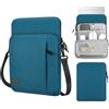 MoKo Custodia Compatibile con iPad PRO 12.9 M2 2022, Galaxy Tab S8+ 12.4, iPad PRO 12.9 2021/2020/2018, Surface Go 12.4, Borsa Grande in Poliestere con Tasca, Blu Pavone