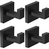 IBosins Confezione da 8 ganci quadrati in acciaio inox nero opaco per bagno, soggiorno, camera da letto, cucina, armadio