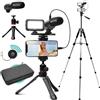 Movo iVlogger per iPhone con treppiede di dimensioni standard - Kit Vlog compatibile con Lightning - Treppiedi, supporto per telefono, luce LED e microfono dirrecional per kit di avvio YouTube