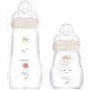 MAM Feel Good Confezione da 2 bottiglie in vetro per bambini dalla nascita, 170 ml e 260 ml, tinta unita