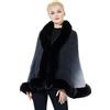 BEAUTELICATE Donna Poncho Mantella Maglia Invernale Stola Scialle in Pelliccia Sintetica Coprispalle Bolero Elegante per Sposa Matrimonio Festa (Nero sfumato, Taglia Unica)