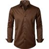 JEMITOP Camicia da Uomo Elasticizzata Senza Pieghe Formale per Matrimoni e Balli scolastici, a Maniche Lunghe, Slim Fit, con Bottoni, Bianco, M
