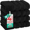 American Soft Linen Luxury Hand Towels for Bathroom, 600 GSM 100% Cotton Turkish 4 Piece Hand Towel Set, 600 GSM Hand Face Towels for Kitchen, Black Hand Towels