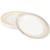 Matana - 20 Piatti in Plastica Rigida Bianca con Bordo Oro, 25cm - Resistenti, Eleganti e Riutilizzabili - Matrimoni, Compleanni, Natale, Barbecue, Feste
