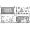 Lanpn 4 Pezzi Federe Cuscini Natalizi Copricuscini Natalizia 30x50cm, Federa Natale Decorativo Fiocchi di neve Invernale, Decorazioni Natalizio per Divani Letto in Camera da Letto (Bianco e Grigio)