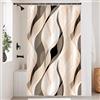 Uiiooazy Tenda Doccia Antimuffa, Tenda da Doccia 120x180cm Crema Righe Arancia Chiaro Marrone Banda Tende da Bagno Tessuto Lavabile Impermeabile Poliestere Tende per Vasca da Bagno con 8 Anelli