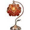 Bieye L30751 Lampada da tavolo in vetro colorato in stile Tiffany con base in ottone per l'arredamento della casa (ambra, 8 fiori di ciliegio)