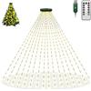 btfarm Luci Albero di Natale con Telecomando, 2Mx16 Fili 400 LED Luci Albero di Natalizie a Cascata IP65 Impermeabile, Timer Dimmerabile Catena Luminosa Natalizi per Interno Esterno, Bianco Caldo
