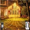 POIFL Luci Natale Esterno, 344 LED Luci Albero di Natale e 9 Fili-3.6M con Timer, IP65 Stella Luci Natale Esterno Cascata, 8 Modalità/10 Luminosità Tenda Luminosa Natale per Esterne, Interno, Balcone