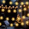 Qoosea Catena Luminosa Solare, 12m 100 LED Fiocco di Neve luci Natale Solari Impermeabile, 8 Modalità Lucine led Decorative Addobbi Natalizi per Giardino Festa Halloween Decorazione, Bianco Caldo