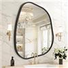 HLFMVWE Specchio da Parete per Bagno Nero, Specchio a Forma Irregolare, Telaio in Lega di Alluminio, Specchio Decorativo Asimmetrico in Metallo Spazzolato, Specchio da Trucco a Parete per Soggiorno