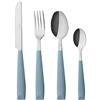 Exzact Posate 16 Pezzi Acciaio Inossidabile con Maniglie di plastica Larghe - Confortevole da Tenere - 4 x Forchetta, 4 x Coltelli, 4 x Cucchiai Cena, 4 x Cucchiaini (WF232W) (Azzurro)