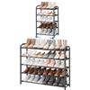 ENJOYBASICS Scarpiera espandibile, 5 livelli, regolabile, in metallo, da 45 a 83 cm, scarpiera nera, salvaspazio per corridoio