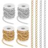 PATIKIL 65.6ft Catene Cordolo Alluminio Maglie Intrecciate, 4 Rotoli Catena Cordolo 10x7mm per Creazione Gioielli Catena per Creazioni Artigianali per Collane Orecchini, Oro/Argento