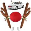 KOMEIYL Corna di Renna Macchina, Natalizia Renna Auto Decorazione, Costume da Renna Naso Rosso per Auto, Applica a Regalarlo Amici Familiari, Aggiungere Un'atmosfera Festosa alle Loro Auto