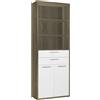 Composad | Libreria Alta della Linea DISEGNO con 2 Ante, 2 cassetti e 3 Vani, Libreria Scaffale Moderna, (LxAxP) 81,6x217,5x35,7 cm, Rovere Sonoma e Bianco Laccato, Ufficio, Made in Italy